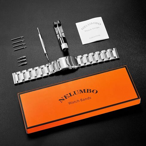 Nelumbo Watchband Classic Stainless Steel Brushed Metal Watch Strap for Women Men Watch Replacement Band Double Buckle 18mm 19mm 20mm 22mm 24mm in Saudi Arabia
