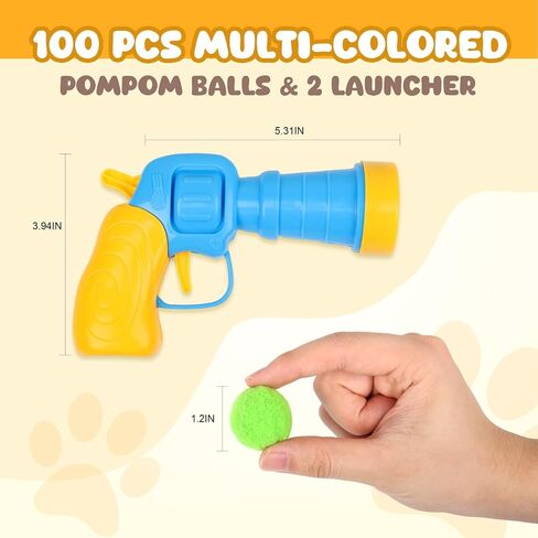 Cat Toy Balls with Launchers Set (2+60), 60 Cat Pom Pom Balls & 2 Cat Toy Ball Launchers, Cat Enrichment Toys, Interactive Cat Toy Balls, Christmas Toy for Cats in Saudi Arabia