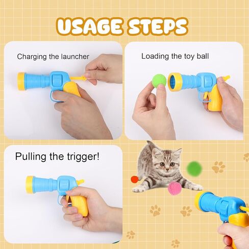 Cat Toy Balls with Launchers Set (2+60), 60 Cat Pom Pom Balls & 2 Cat Toy Ball Launchers, Cat Enrichment Toys, Interactive Cat Toy Balls, Christmas Toy for Cats in Saudi Arabia