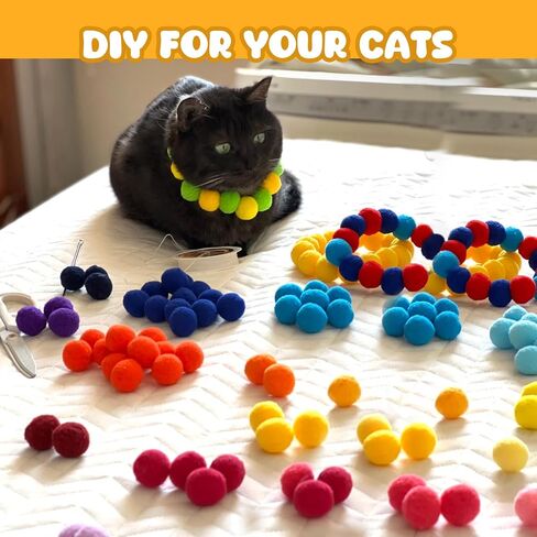 Cat Toy Balls with Launchers Set (2+60), 60 Cat Pom Pom Balls & 2 Cat Toy Ball Launchers, Cat Enrichment Toys, Interactive Cat Toy Balls, Christmas Toy for Cats in Saudi Arabia