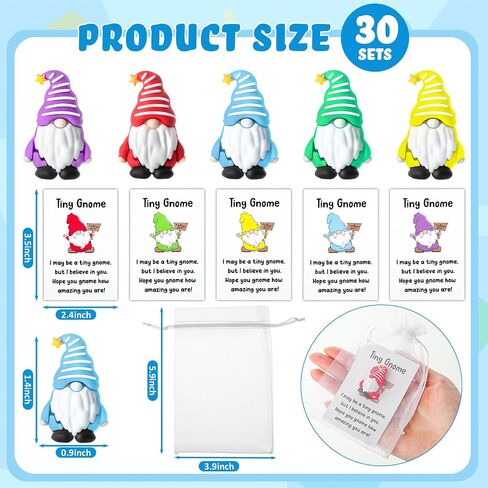 30 Sets Good Luck Positive Gifts Bulk Include Mini Gnomes Figurines, Encouragement Blessing Cards and Gift Pockets Bulk for Graduation Coworkers Fairy Yard Lawn Garden DIY Crafts in Saudi Arabia