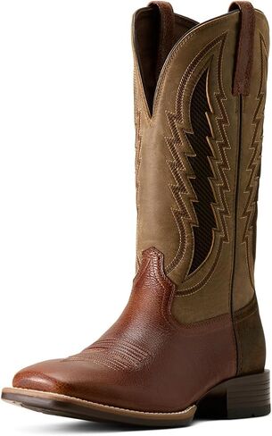 ARIAT MENS DAKOTA VENTTEK ESPROIDERED SQUARE TOE سحب على العجل الأسود ، الأسود ، البني in Saudi Arabia