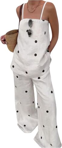 MakeMechic Women's 2 قطعة من قطعة البولكا نقاط السباغيتي حزام كامي أعلى وسراويل سروال الصيف مجموعة المطابقة in Kuwait