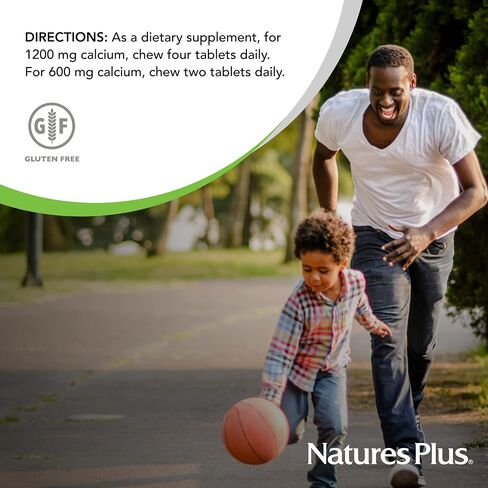 NaturesPlus Cal/Mag/VIT D3 مع فيتامين K2-60 أقراص قابلة للمضغ - نكهة الشوكولاتة - الكالسيوم والمغنيسيوم وفيتامين D3 وK2 مكمل لدعم صحة العظام - 30 وجبة in Saudi Arabia