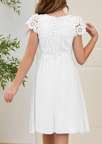 Hosika Summer Flower Girls Vintage Lace Chiffon A-Line شبه الرسمي لباس عيد ميلاد لمدة 6-12 سنة أطفال in Kuwait