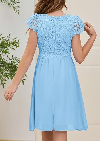 Hosika Summer Flower Girls Vintage Lace Chiffon A-Line شبه الرسمي لباس عيد ميلاد لمدة 6-12 سنة أطفال in Kuwait