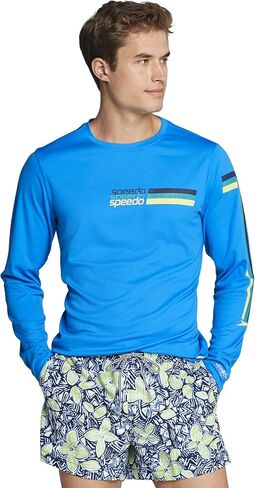 Speedo Men's Uv Swim Shirt Graphic Long Sleeve Tee (White, XX-Large) in Saudi Arabia