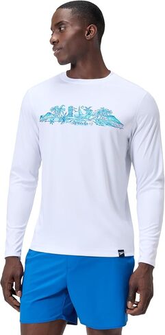 Speedo Men's Uv Swim Shirt Graphic Long Sleeve Tee (White, XX-Large) in Saudi Arabia