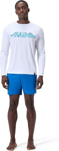 Speedo Men's Uv Swim Shirt Graphic Long Sleeve Tee (White, XX-Large) in Saudi Arabia