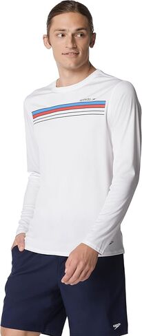 Speedo Men's Uv Swim Shirt Graphic Long Sleeve Tee (White, XX-Large) in Saudi Arabia