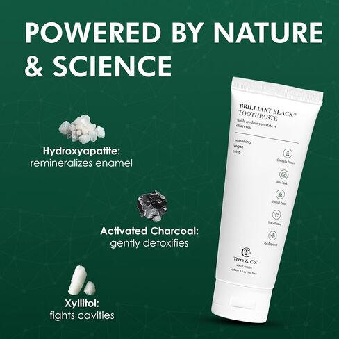 Brilliant Hydroxyapatite Charcoal Toothpaste for Whitening Teeth– Natural Vegan Sensitive in Saudi Arabia