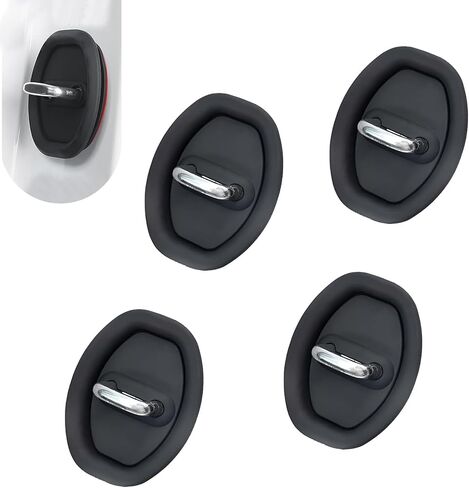 4 PCS Car Door Latch Lock Cover, Silicone Lock Protector Covers, Anti-Rust Noise Dampers Lock Protective Cover Parts, Self-Adhesive Door Lock Latch Protector Accessories (Black) in Saudi Arabia