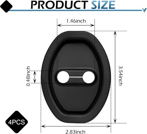 4 PCS Car Door Latch Lock Cover, Silicone Lock Protector Covers, Anti-Rust Noise Dampers Lock Protective Cover Parts, Self-Adhesive Door Lock Latch Protector Accessories (Black) in Saudi Arabia