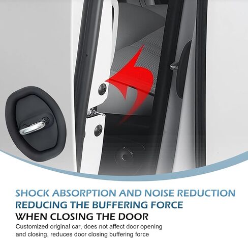4 PCS Car Door Latch Lock Cover, Silicone Lock Protector Covers, Anti-Rust Noise Dampers Lock Protective Cover Parts, Self-Adhesive Door Lock Latch Protector Accessories (Black) in Saudi Arabia