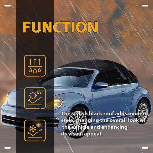 قمة ناعمة قابلة للتحويل Kuafu متوافقة مع 2003-2010 Volkswagen Beetle ، استبدال السقف الناعم مع نافذة زجاجية مدفأة واضحة ، فاينلث سوداء سوداء من الدرجة المتميزة in Saudi Arabia