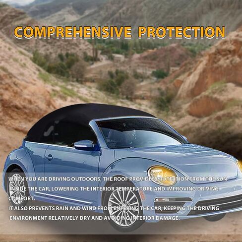 قمة ناعمة قابلة للتحويل Kuafu متوافقة مع 2003-2010 Volkswagen Beetle ، استبدال السقف الناعم مع نافذة زجاجية مدفأة واضحة ، فاينلث سوداء سوداء من الدرجة المتميزة in Saudi Arabia