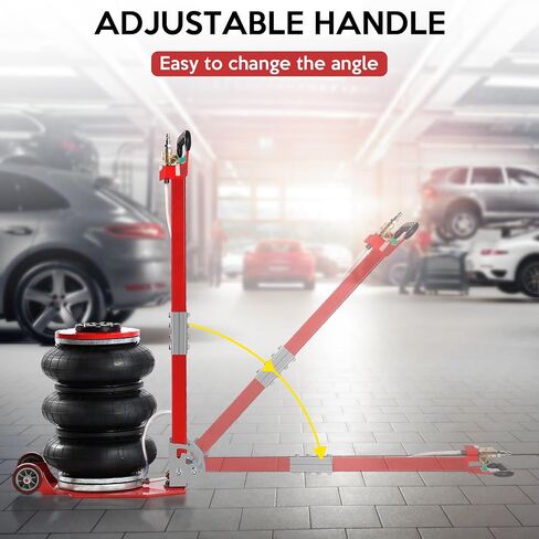 Air Jack 5 Ton 11000lbs Pneumatic Jack 3s Fast Lifting Height Up to 16Inch, Air Jacks for Cars with Adjustable Long Handle Heavy-Duty Triple Bag Air Jack Red in Saudi Arabia
