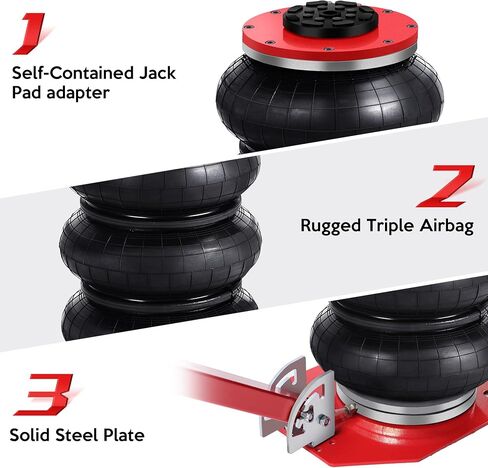 Air Jack 5 Ton 11000lbs Pneumatic Jack 3s Fast Lifting Height Up to 16Inch, Air Jacks for Cars with Adjustable Long Handle Heavy-Duty Triple Bag Air Jack Red in Saudi Arabia