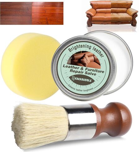 Furniture Salve for Leather & Wood with Boar Bristle Brush, All-in-One Leather Conditioner, Wood Polish & Multi-Surface Restorer for Furniture, Upholstery & Car Vinyl (1) in Saudi Arabia