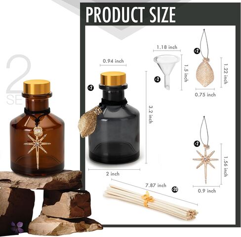4pcs مجموعة زجاجة زجاجة صغيرة من القصب الخضراء الصغيرة ، تأتي مع 20 عصي نشر القصب الطبيعية ، 4 زينة معدنية ، 4 فلين in Saudi Arabia