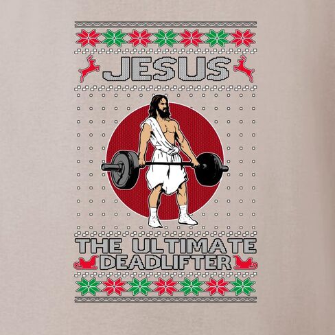 بوبي بوبي يسوع في نهاية المطاف deadlifter مضحكة قبيحة عيد الميلاد سترة للجنسين كروز قميص من النوع الثقيل in Saudi Arabia