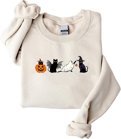 Embroidered Ghost Sweatshirt, Fall Sweatshirt for Women, Halloween Crewneck, Ghost Shirt, Spooky Season in Kuwait