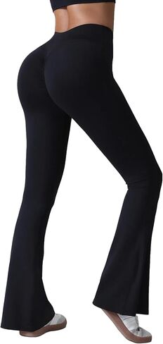 Women's Flare Leggings High Waisted Yoga Pants-Tummy Control Bottom Leggings in Kuwait