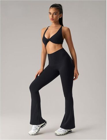 Women's Flare Leggings High Waisted Yoga Pants-Tummy Control Bottom Leggings in Kuwait