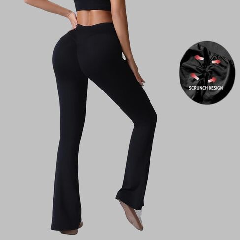 Women's Flare Leggings High Waisted Yoga Pants-Tummy Control Bottom Leggings in Kuwait