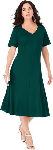 Roaman's Women's Plus Size Ponte Flared Dress in Kuwait