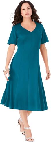 Roaman's Women's Plus Size Ponte Flared Dress in Kuwait