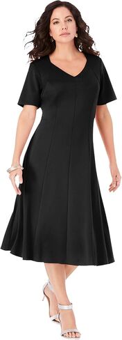 Roaman's Women's Plus Size Ponte Flared Dress in Kuwait