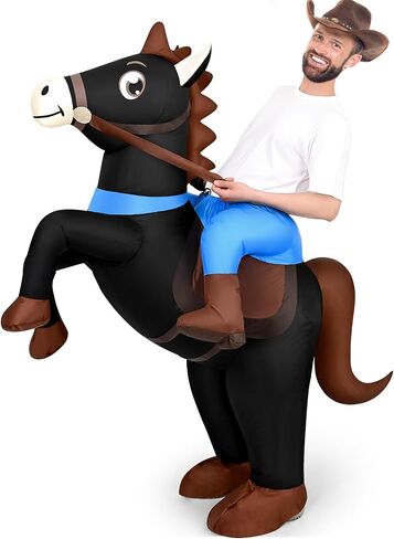 Qtencas Inflatable Horse Costume for Adults, Blow up Horse Costume for Men Women Cosplay Party,Cowboy Halloween Horse Costume in Saudi Arabia