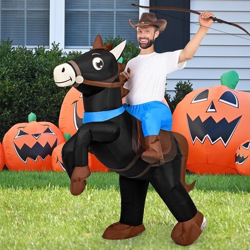Qtencas Inflatable Horse Costume for Adults, Blow up Horse Costume for Men Women Cosplay Party,Cowboy Halloween Horse Costume in Saudi Arabia