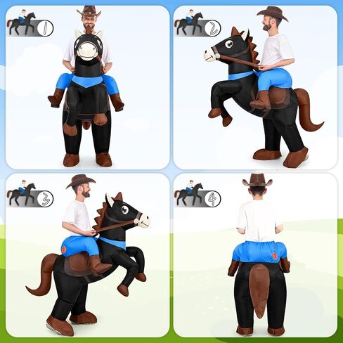 Qtencas Inflatable Horse Costume for Adults, Blow up Horse Costume for Men Women Cosplay Party,Cowboy Halloween Horse Costume in Saudi Arabia