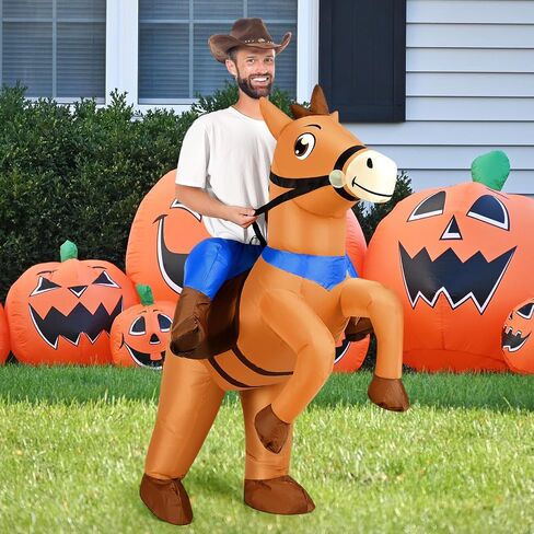 Qtencas Inflatable Horse Costume for Adults, Blow up Horse Costume for Men Women Cosplay Party,Cowboy Halloween Horse Costume in Saudi Arabia
