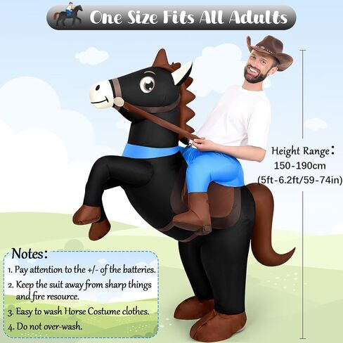 Qtencas Inflatable Horse Costume for Adults, Blow up Horse Costume for Men Women Cosplay Party,Cowboy Halloween Horse Costume in Saudi Arabia