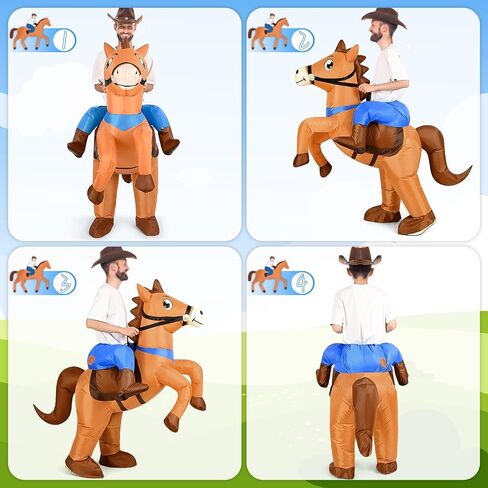 Qtencas Inflatable Horse Costume for Adults, Blow up Horse Costume for Men Women Cosplay Party,Cowboy Halloween Horse Costume in Saudi Arabia