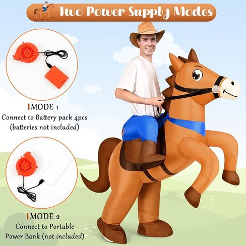 Qtencas Inflatable Horse Costume for Adults, Blow up Horse Costume for Men Women Cosplay Party,Cowboy Halloween Horse Costume in Saudi Arabia