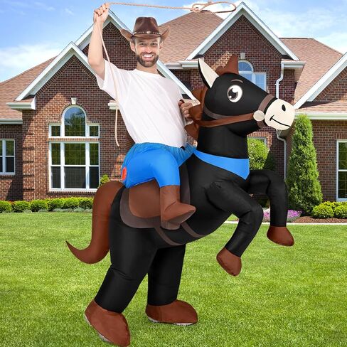 Qtencas Inflatable Horse Costume for Adults, Blow up Horse Costume for Men Women Cosplay Party,Cowboy Halloween Horse Costume in Saudi Arabia