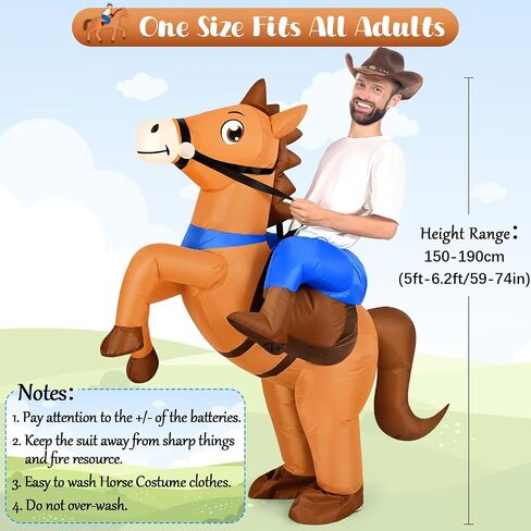 Qtencas Inflatable Horse Costume for Adults, Blow up Horse Costume for Men Women Cosplay Party,Cowboy Halloween Horse Costume in Saudi Arabia