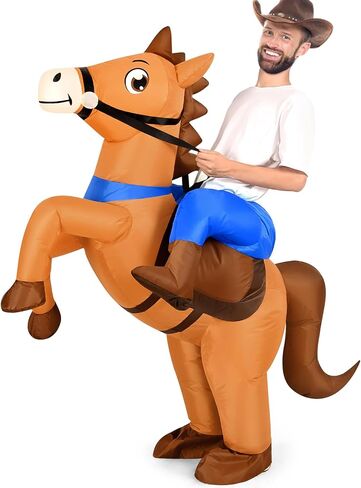 Qtencas Inflatable Horse Costume for Adults, Blow up Horse Costume for Men Women Cosplay Party,Cowboy Halloween Horse Costume in Saudi Arabia