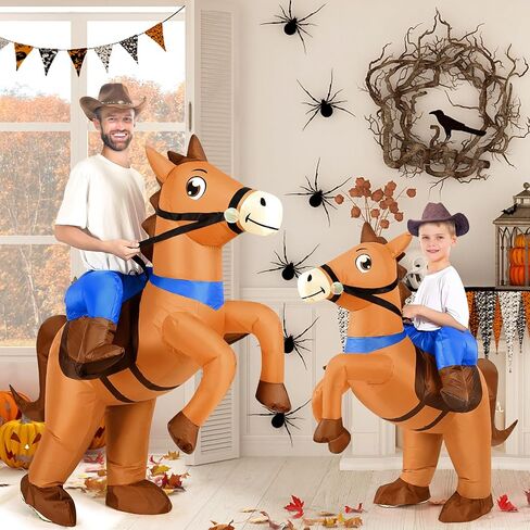 Qtencas Inflatable Horse Costume for Adults, Blow up Horse Costume for Men Women Cosplay Party,Cowboy Halloween Horse Costume in Saudi Arabia