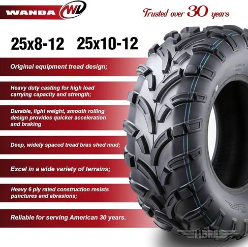 Wanda 04-07 Suzuki Eiger 400 Vinson 500 Twin Peaks 700 ATV Tyre Set 25x8-12 25x10-12 Lite Mud in Saudi Arabia