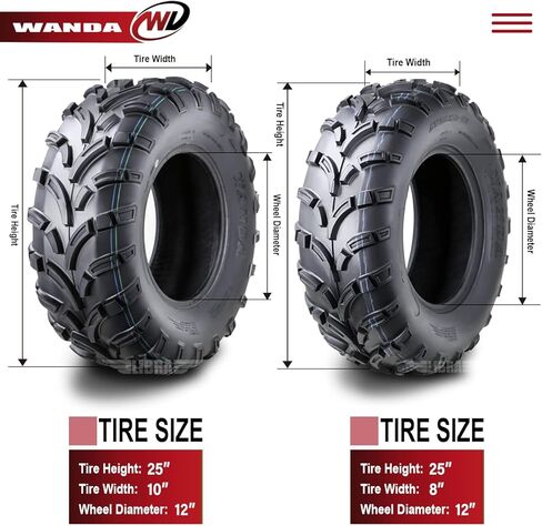 Wanda 04-07 Suzuki Eiger 400 Vinson 500 Twin Peaks 700 ATV Tyre Set 25x8-12 25x10-12 Lite Mud in Saudi Arabia