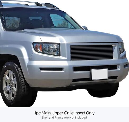 HD Ridez Premium Stainless Steel Chrome 8x6 Horizontal Billet Front Grille Grill Insert Compatible with Honda Ridgeline 2005-2008 Main Upper HDR-GRHC2885S in Saudi Arabia