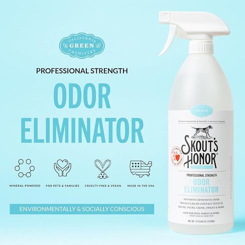 SKOUT'S HONOR Odor Eliminator - Plant-Powered Deodorizer for Offensive Pet Odors, Destroys Molecules On Contact - Biodegradable, Eco-Friendly, No Residue, 35 oz in Kuwait