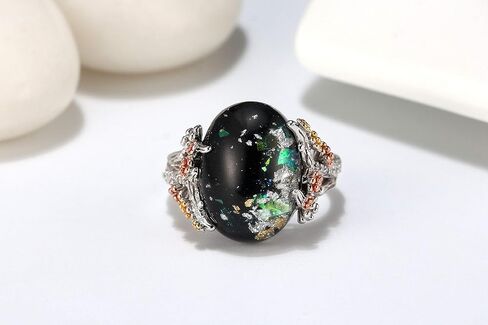 Henrietta Simulated Fire Opal Ring for Women by Ginger Lyne | Sterling Silver Tree Branch Setting Elven Fairy Flower Design for Engagement Statement or Promise Ring in Saudi Arabia