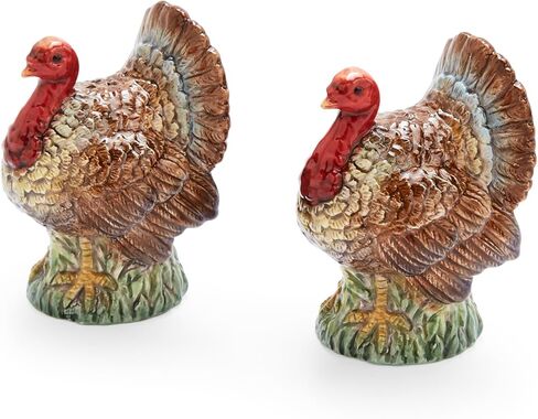 Spode 3.5" Turkey-Shaped Salt and Pepper Shakers - Dolomite Ceramic Farmhouse Décor for Formal Dining, Decorative Salt & Pepper Set with Easy Refill Bottom Stoppers, Ideal for Thanksgiving Table in Kuwait