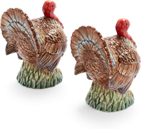 Spode 3.5" Turkey-Shaped Salt and Pepper Shakers - Dolomite Ceramic Farmhouse Décor for Formal Dining, Decorative Salt & Pepper Set with Easy Refill Bottom Stoppers, Ideal for Thanksgiving Table in Kuwait